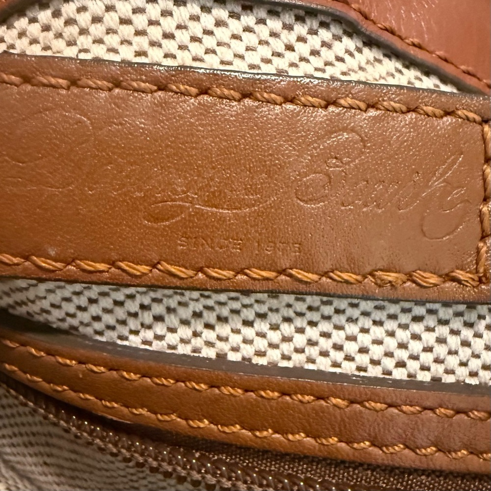 Dooney & Bourke Pebble Grain Satchel Bag in Smooth Brown Leather, Gold Accents - Picture 8 of 13